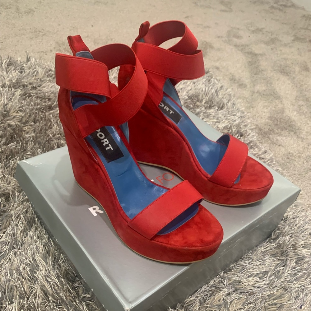 Red Suede Wedges